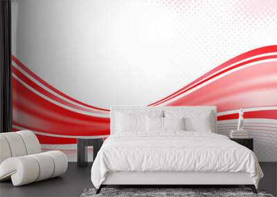 Bright red speed swoosh background line Wall mural