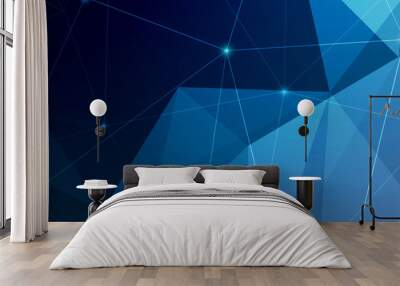 Dark blue abstract polygonal geometric background layout Wall mural