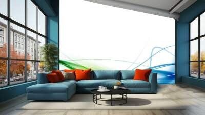 Green blue swoosh abstract lines background Wall mural