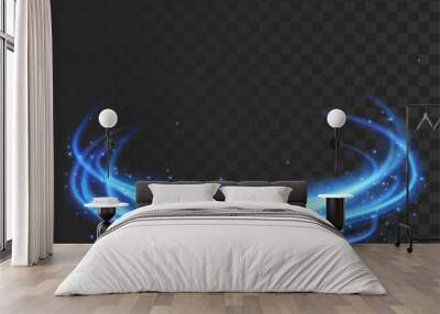 Orbital magical blue light transparent lines over checkered background Wall mural