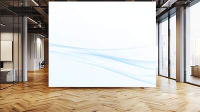 Soft smooth wavy swoosh smoke transparent lines over white background displaying fluid flow of air or water. Modern vector illustration Wall mural