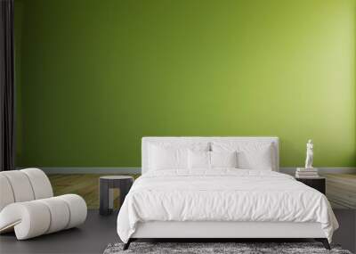 Photo of a plain lime green wall with a light wooden floor, minimalist style, product mockup, copy space for text, blank green wall, picture frame Wall mural