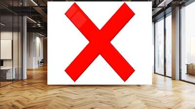 red X mark, vector style, simple, transparent background, clip art, no shadows, no icon, disagree icon, letter X illustration icon Wall mural