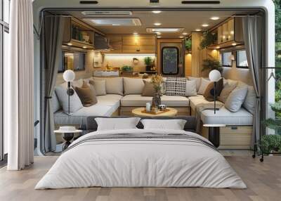 A camper home design with bedroom Wall mural