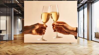 a couple clinking glasses of champagne for a toast Wall mural