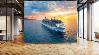 A cruise ship showcasing the interaction between the majesty of the ship and the surrounding natural beauty Wall mural