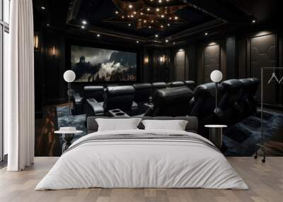 A luxurious black home theater Wall mural