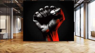 An artistic photo of black people's rights. Raised fist. Black Lives Matter. Generative AI Wall mural