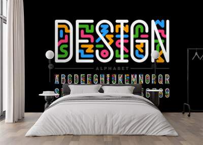 Art style linear font design Wall mural