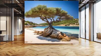 Beach of Corsica. Incredibly beautiful and romantic France. Generative AI Wall mural