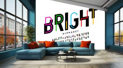 Bright, colorful style font design, creative alphabet, letters and numbers Wall mural