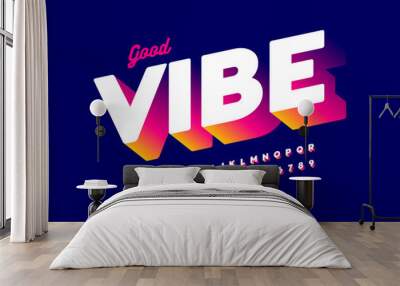 Bright style font design, alphabet letters and numbers Wall mural