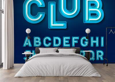 Broadway night club vintage style neon font, blue Wall mural