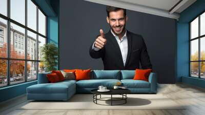 Businessman showing thumb up Wall mural