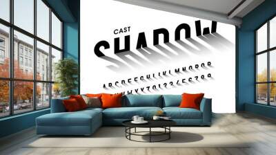 Cast shadow font, alphabet letters and numbers Wall mural