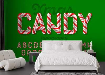 christmas candy cane font Wall mural