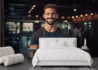 Close-up shot of a satisfied fitness enthusiast in the gym after a workout Wall mural