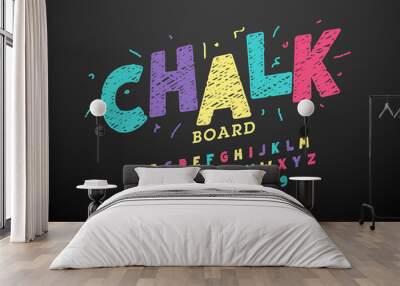 Colorful hand drawn chalk font Wall mural