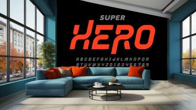 Comics Super Hero style font design, alphabet letters and numbers Wall mural