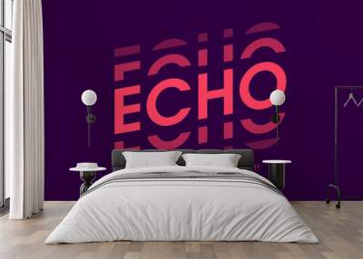 Echo style modern font, alphabet letters and numbers Wall mural