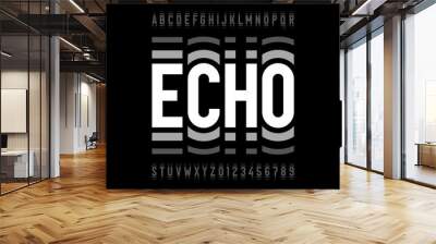 Echo style modern font, alphabet letters and numbers Wall mural