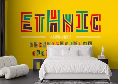 Ethnic style font design, alphabet letters and numbers Wall mural