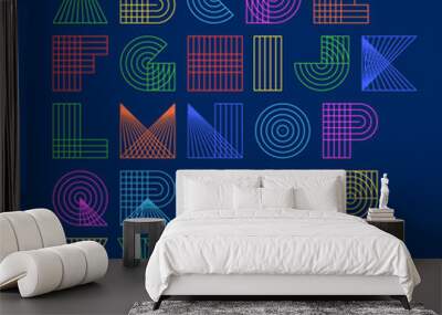 Geometric shapes linear alphabet Wall mural