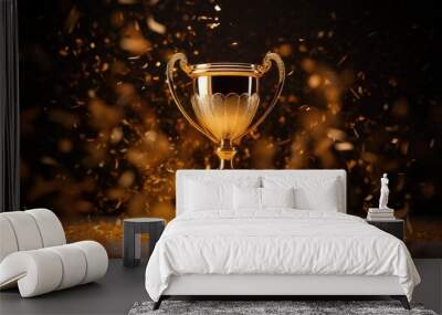 Golden trophy cup, winners golden cup. Generative AI Wall mural