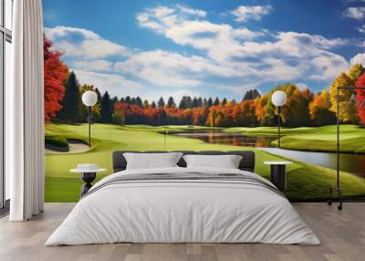 Golf field at a sunny day.  Wall mural