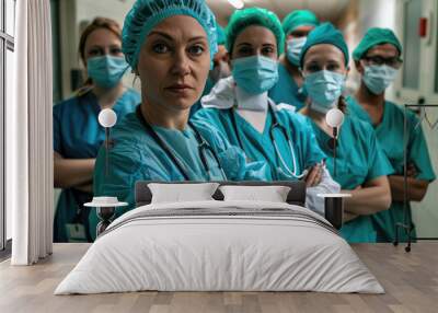 Group of medical workers in hospital Wall mural