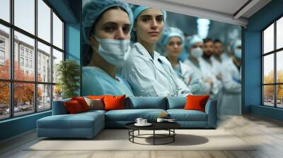 Group of medical workers in hospital Wall mural