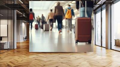 Group of people with suitcases at the airport.  Wall mural