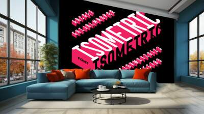 Isometric 3d style font, typography design, alphabet letters and numbers Wall mural