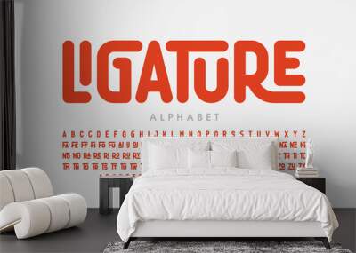 Ligature font, uppercase and lowercase alphabet letters with ligatures Wall mural