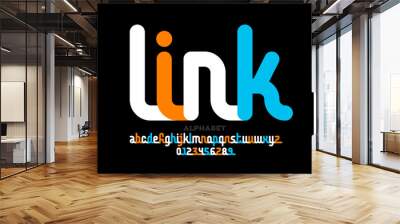 Linked letters font design, alphabet and numbers vector illustration Wall mural