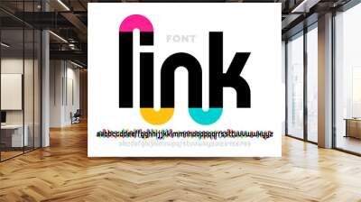 Linked letters font design, alphabet and numbers vector illustration Wall mural