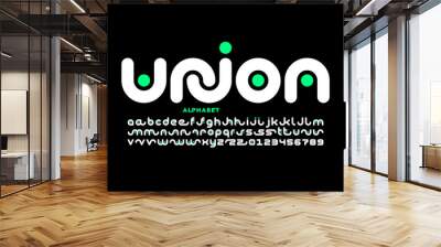 Linked letters font design, union alphabet letters and numbers vector illustration Wall mural