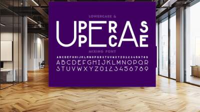 Lowercase and uppercase letters mixing font, alphabet and numbers Wall mural