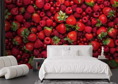 Mix with red berries. Strawberries, raspberries Wall mural