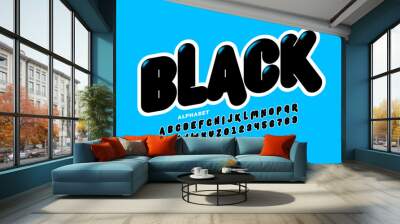 Modern black font, alphabet letters and numbers vector illustration Wall mural