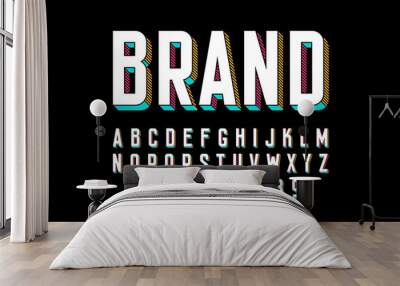 Modern bold 3d font design, alphabet letters and numbers Wall mural