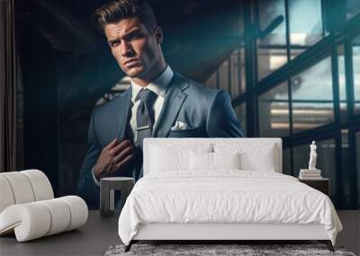 Modern business man wearing suit Wall mural