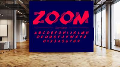 Modern font design, zoom style alphabet letters and numbers Wall mural