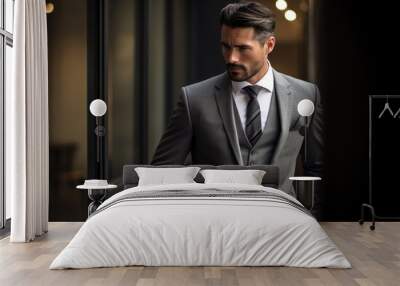 Modern man in a luxury business suit Wall mural