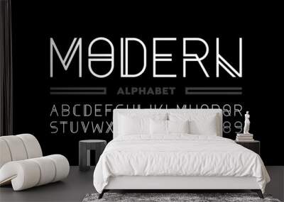 Modern style font, alphabet letters and numbers Wall mural