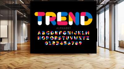 Modern style font, trendy color typography design, alphabet letters and numbers Wall mural