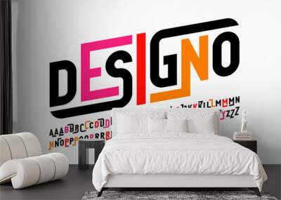 Modern style font design, alphabet letters and numbers vector illustration Wall mural