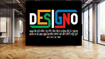 Modern style font design, alphabet letters and numbers vector illustration Wall mural