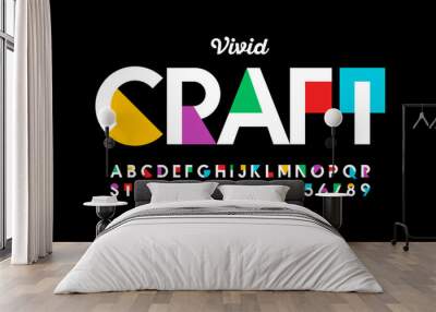 Modern vivid color style font, vibtant alphabet, letters and numbers Wall mural