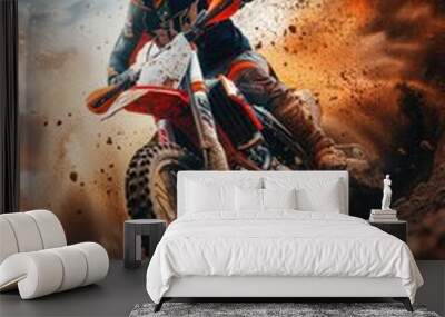 Motocross MX Rider riding on a dirt track Wall mural